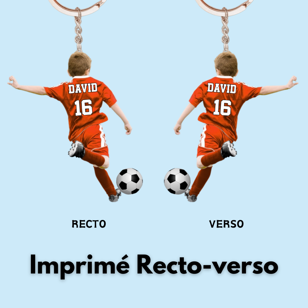 Porte-clés personnalisé garçon footballeur – Cadeau pour fils