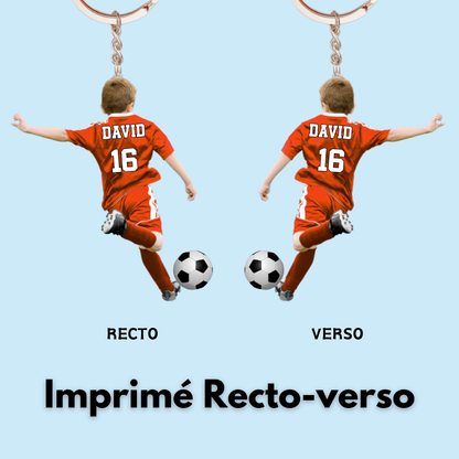 Porte-clés personnalisé garçon footballeur – Cadeau pour fils