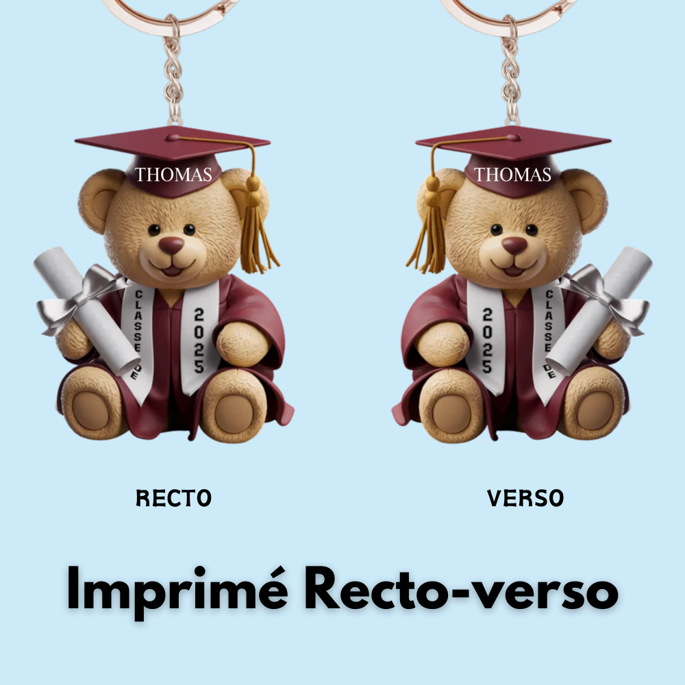 Ourson – Porte-clés personnalisé pour la remise des diplômes