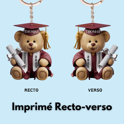 Ourson – Porte-clés personnalisé pour la remise des diplômes