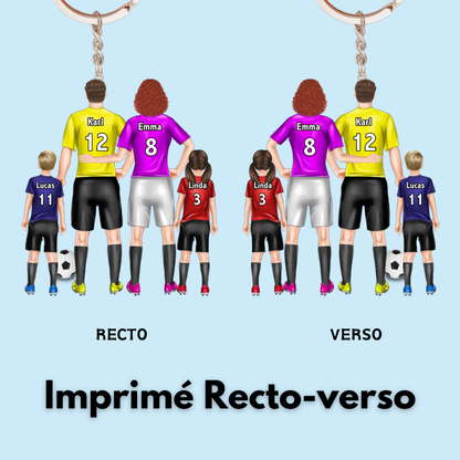 Porte-clés en acrylique personnalisé Famille de football avec parents et enfants