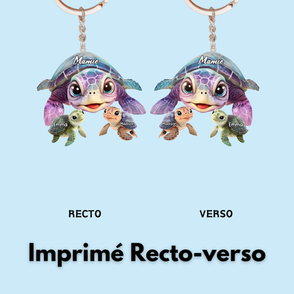 Porte-clés en acrylique avec tortues marines – Cadeau pour mamie