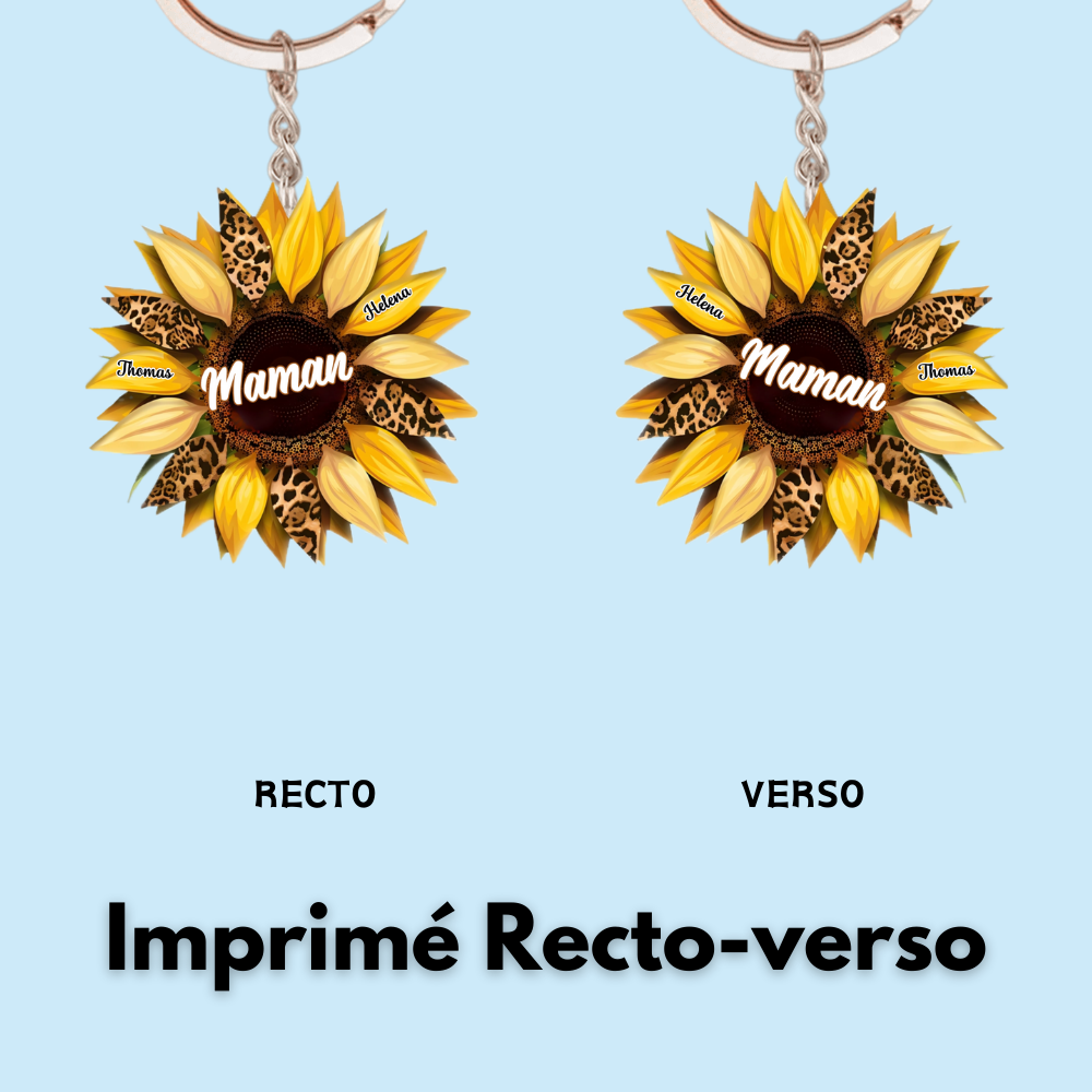 Porte-clés tournesol personnalisé pour maman et mamie