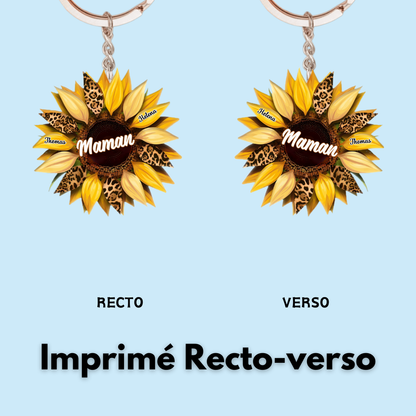 Porte-clés tournesol personnalisé pour maman et mamie