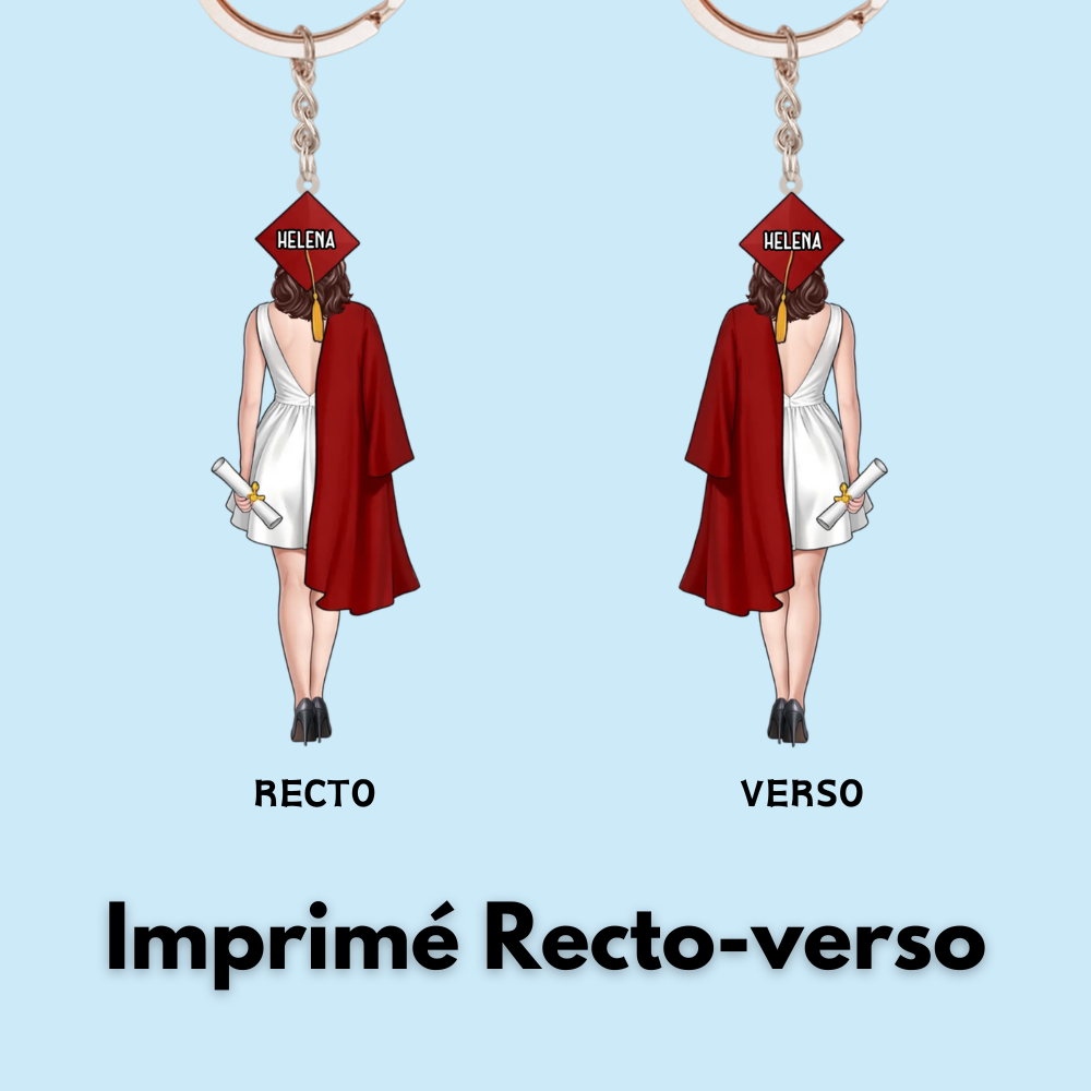 Porte-clés personnalisé en acrylique pour remise de diplôme – Fille et garçon