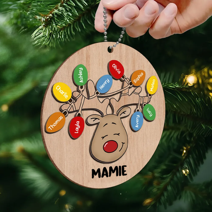 Noël - Renne Ornement en bois personnalisé à deux couches