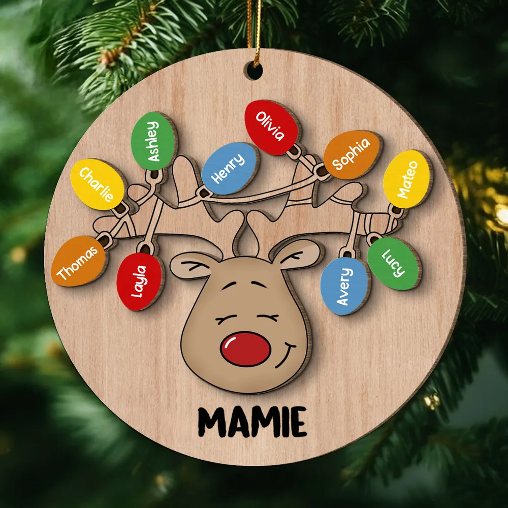 Noël - Renne Ornement en bois personnalisé à deux couches
