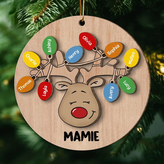 Noël - Renne Ornement en bois personnalisé à deux couches