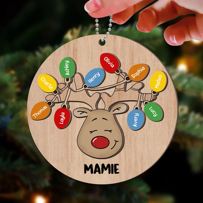 Noël - Renne Ornement en bois personnalisé à deux couches