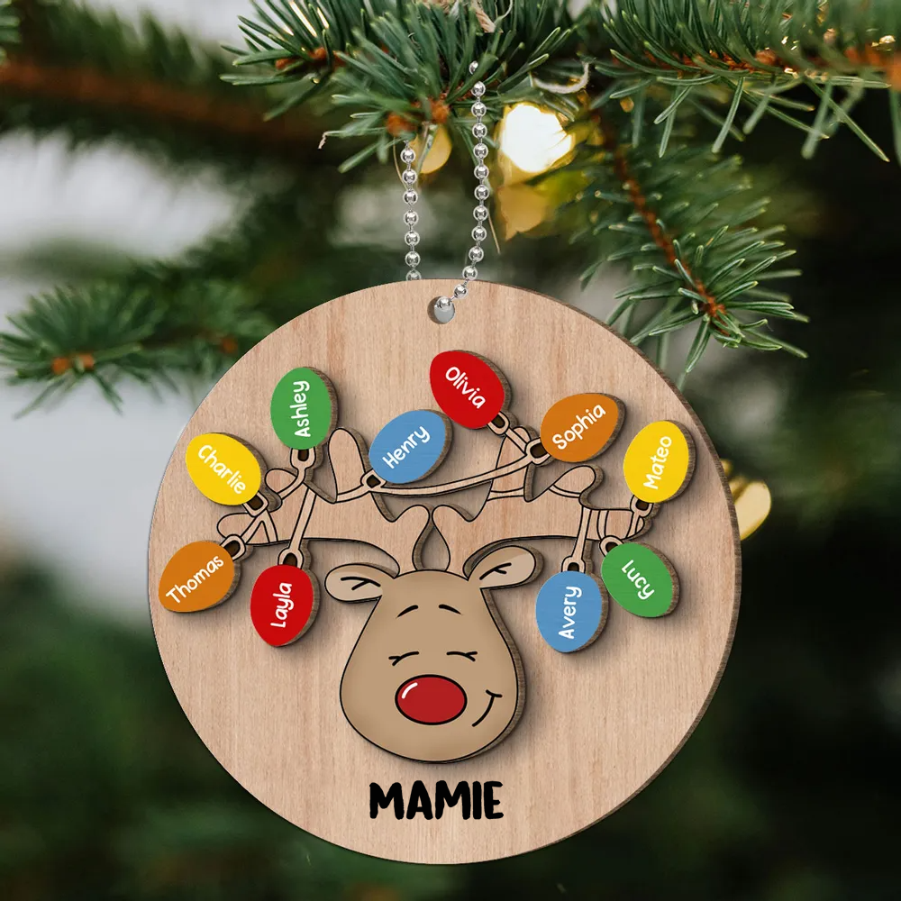 Noël - Renne Ornement en bois personnalisé à deux couches