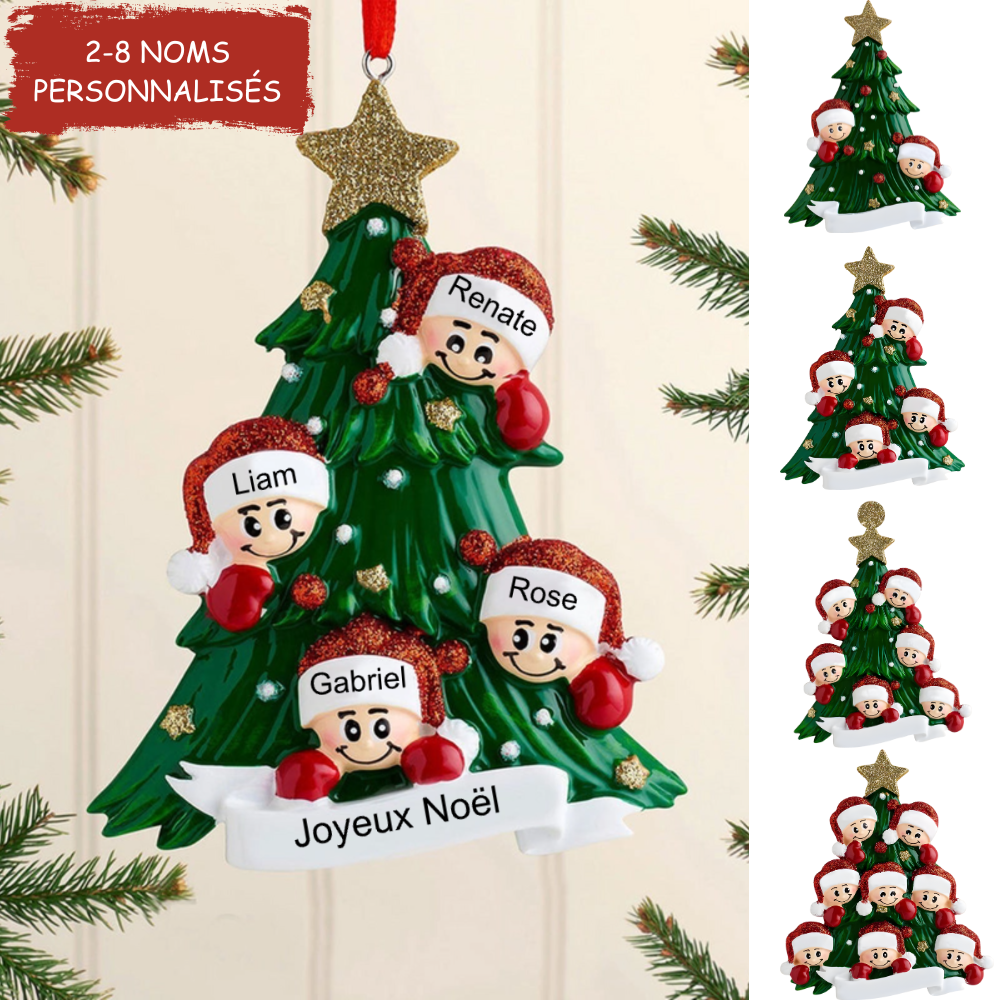 Décorations de Noël-Sapin de Noël avec visages 2-8 noms