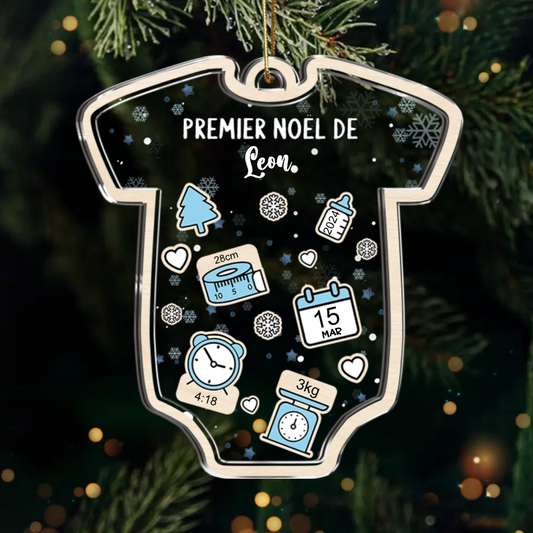 Premier Noël - Ornement de Noël en acrylique - Cadeau personnalisé pour nouveau-nés