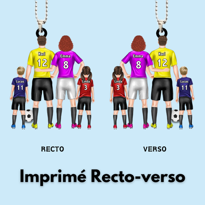 Famille de football – Pendentif en acrylique personnalisé avec parents et enfants