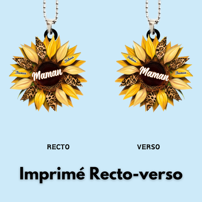 Tournesol – Pendentif de rétroviseur personnalisé en acrylique