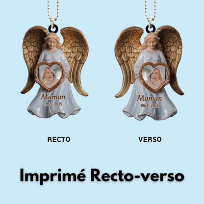 Porte-clés acrylique personnalisé avec ailes d'ange et photo