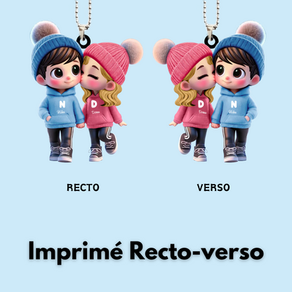 Pendentif de voiture personnalisé – Adorables amoureux