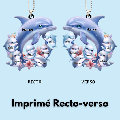 Pendentif personnalisé avec dauphins – Cadeau pour maman et mamie