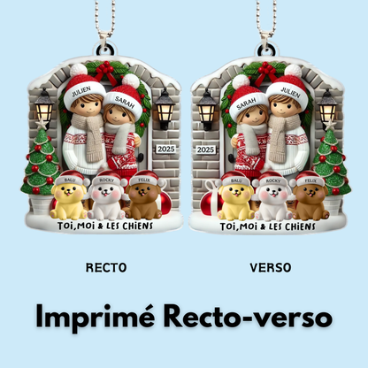 Ornement de Noël personnalisé pour couple avec animal de compagnie en option (chien ou chat)