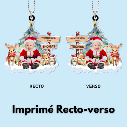 Premier Noël pour bébé Orement photo en acrylique pour Noël avec texte et nom