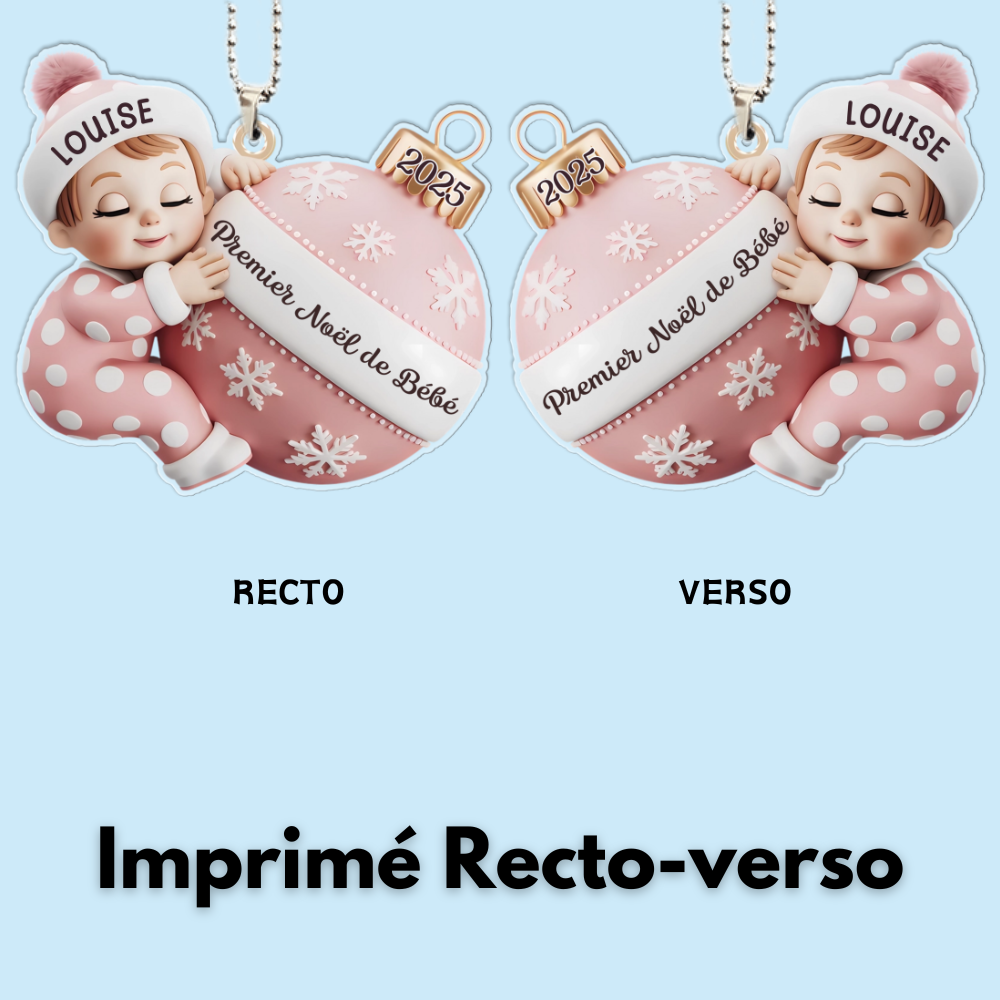 « Premier Noël de bébé » Orement en acrylique avec nom Décoration de Noël personnalisée