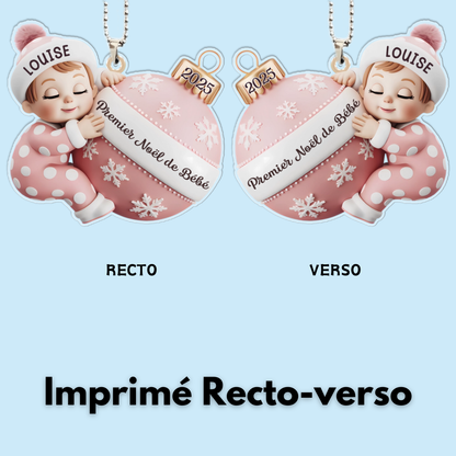 « Premier Noël de bébé » Orement en acrylique avec nom Décoration de Noël personnalisée
