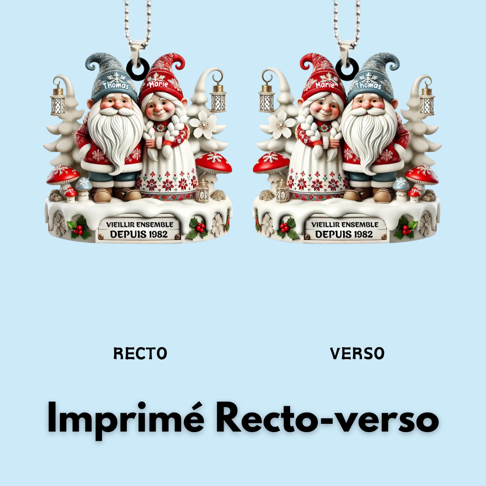 vieillir ensemble depuis-– Couple de lutins Pendentif de Noël