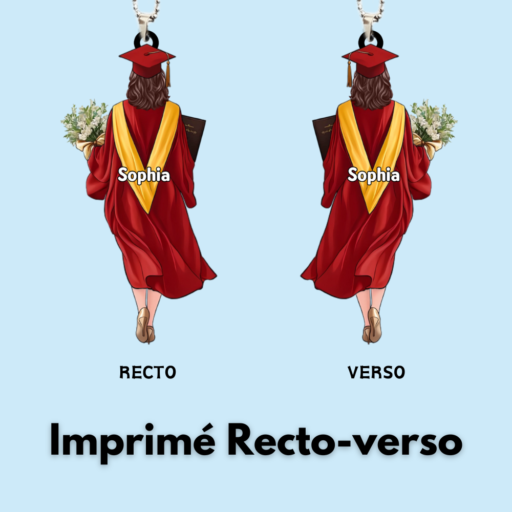 Pendentif de rétroviseur personnalisé pour femme – Cadeau de remise de diplôme pour fille