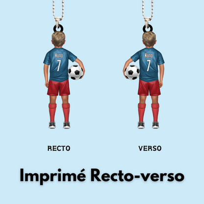 Enfant footballeur – Pendentif de voiture personnalisé pour fils et fille