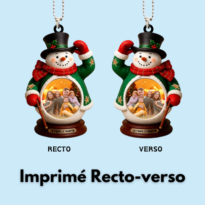 Orement personnalisée pour de Noël avec photo Ornement photo acrylique avec bonhomme de neige