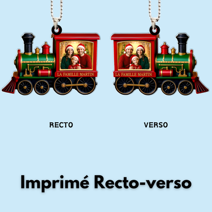 Orement photo en acrylique Décoration de Noël personnalisée avec train de Noël pour famille