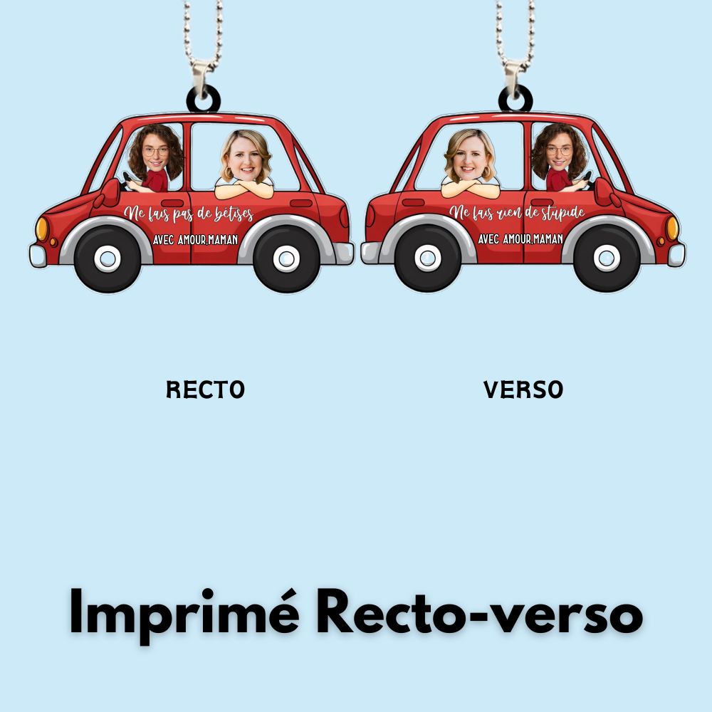 Ornement de voiture amusant avec photos pour fils et fille