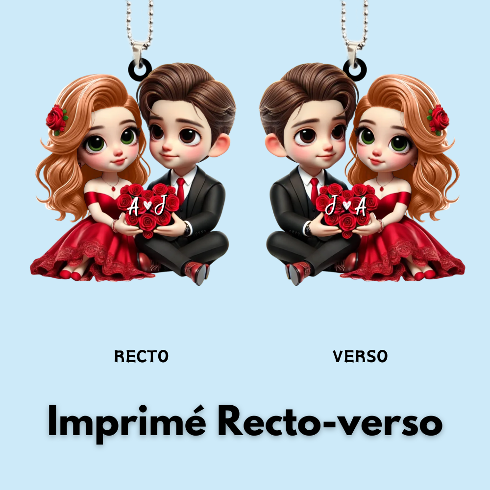 Couple avec roses – Pendentif en acrylique, cadeau pour couple