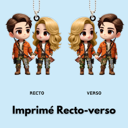 Pendentif en acrylique personnalisé avec couple cartoon, cadeau pour couple