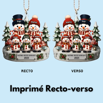 Orement en acrylique « Famille de bonhommes de neige » avec 1 à 10 enfants Décoration de Noël pour parents et grands-parents