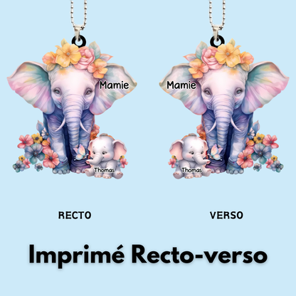 Pendentif personnalisé avec éléphants et prénom
