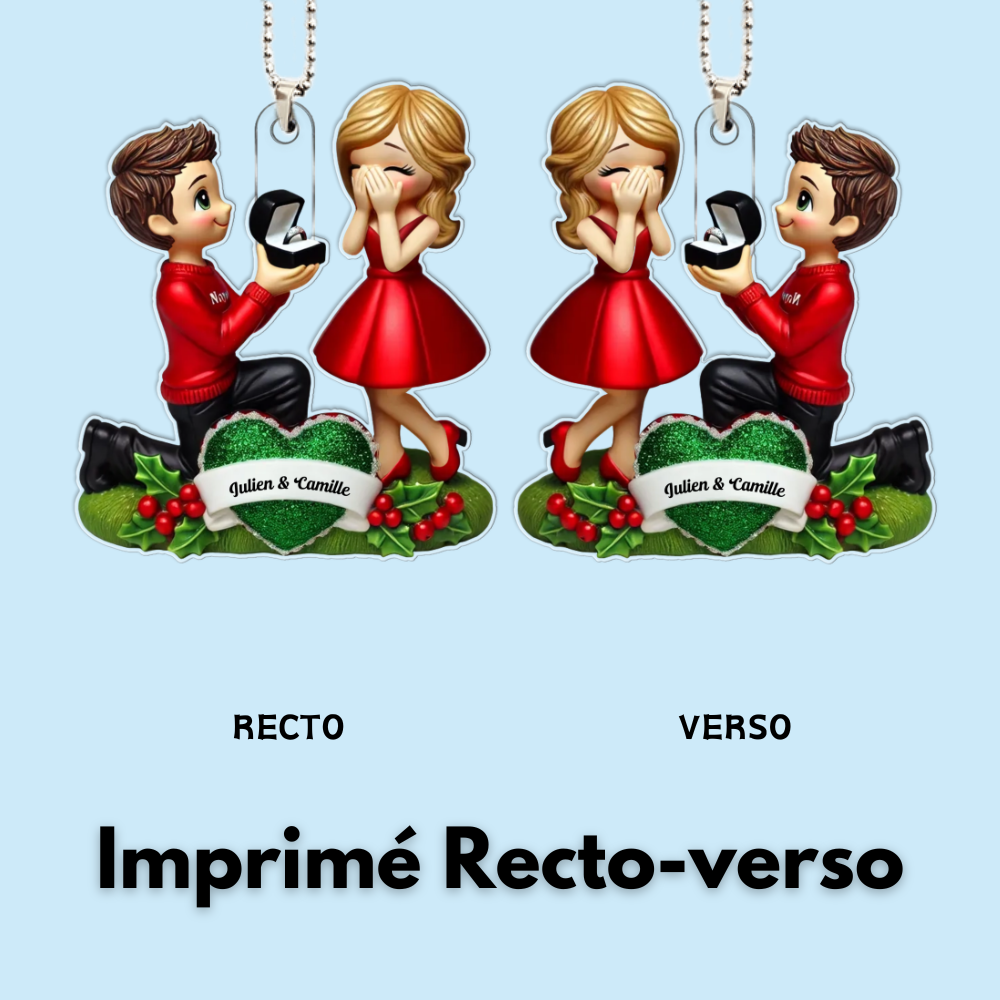 Demande en mariage – Pendentif en acrylique personnalisé avec noms, cadeau pour couple