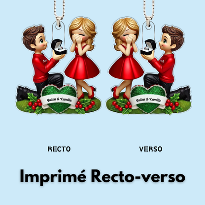 Demande en mariage – Pendentif en acrylique personnalisé avec noms, cadeau pour couple