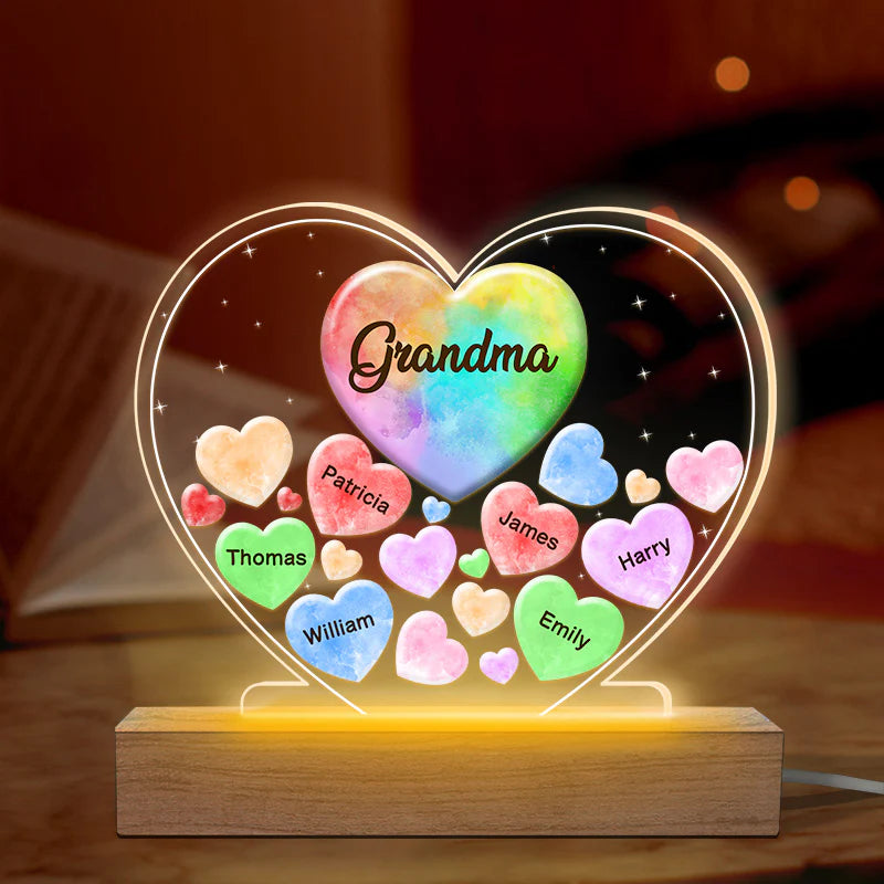 Veilleuse LED avec 1 à 10 petits cœurs pour maman et grand-mère.