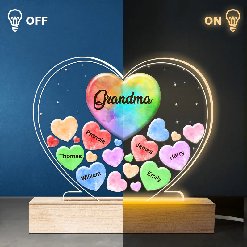 Veilleuse LED avec 1 à 10 petits cœurs pour maman et grand-mère.