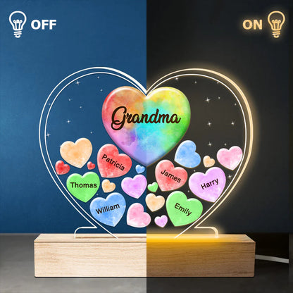 Veilleuse LED avec 1 à 10 petits cœurs pour maman et grand-mère.