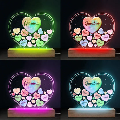 Veilleuse LED avec 1 à 10 petits cœurs pour maman et grand-mère.