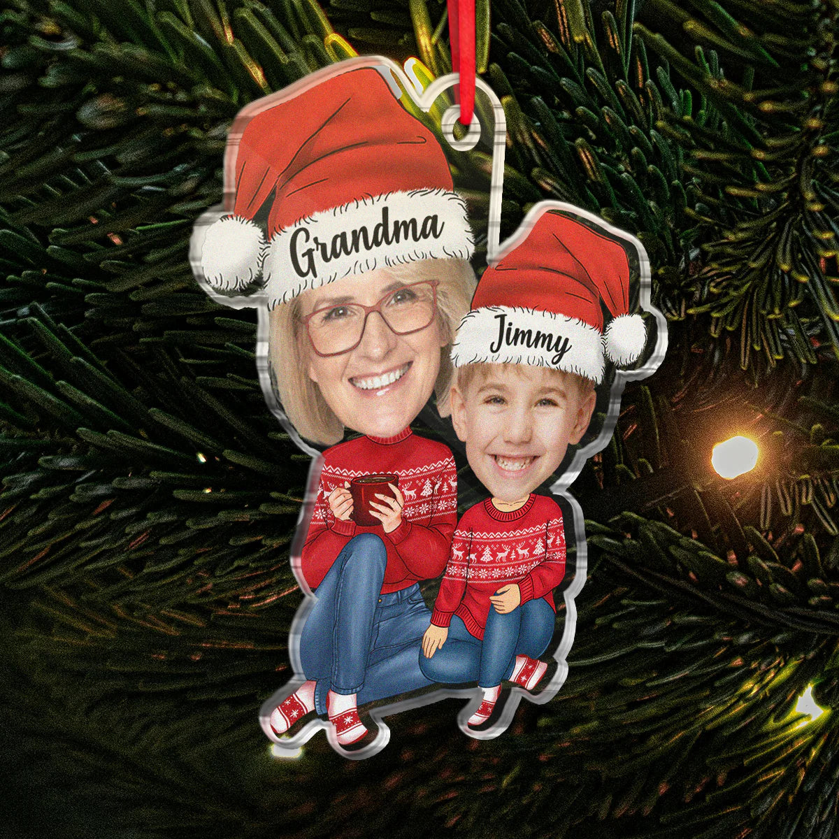 Décorations de Noël Grand-mère et petit-enfant Photo Ornament