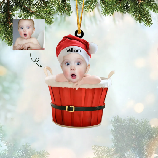 Bébé Photo bac à douche Décorations de Noël avec nom