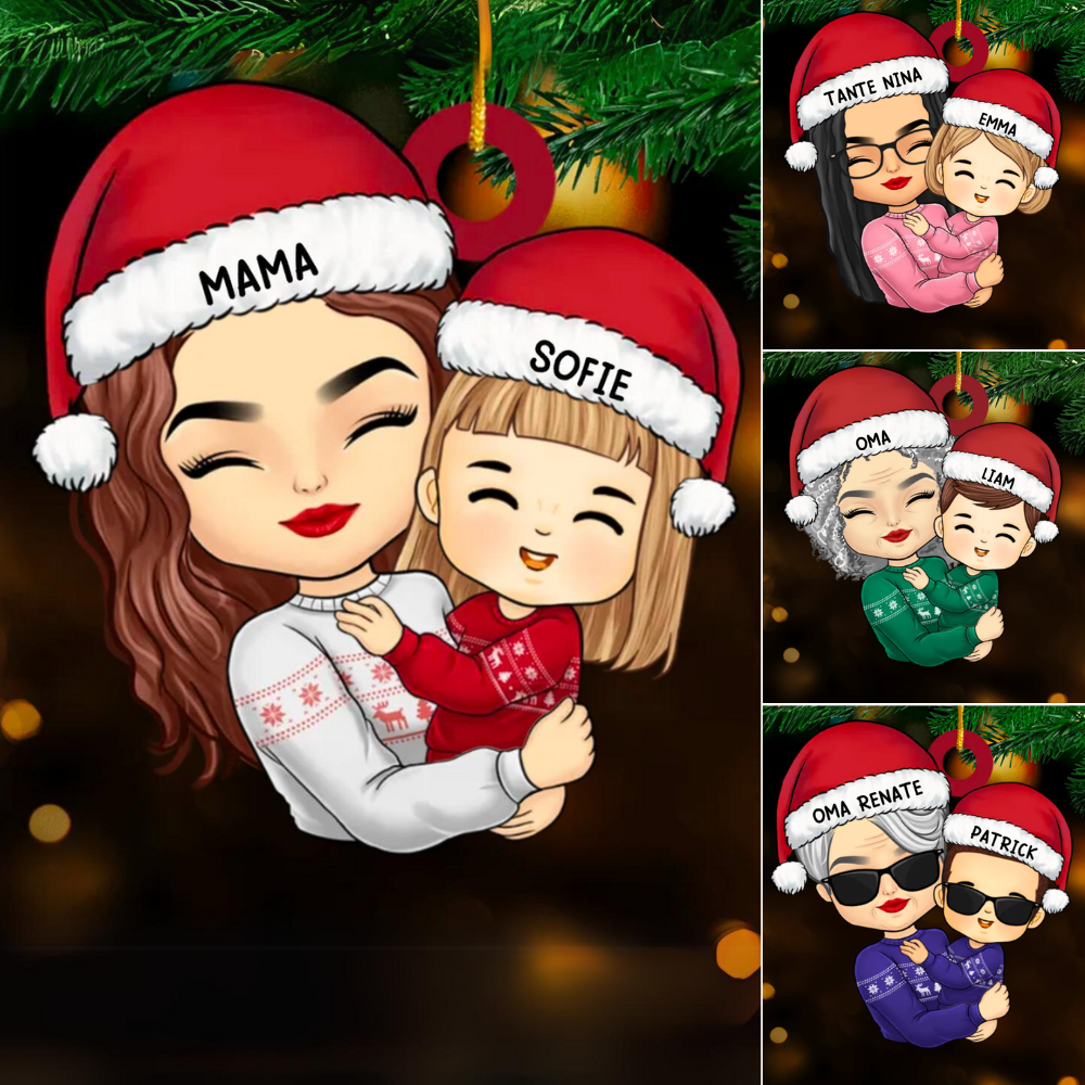 Décorations de Noël mère et enfant, grand-mère et petit-enfant
