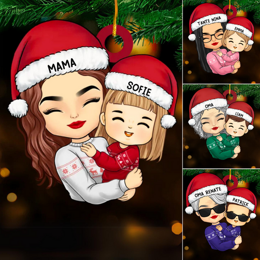 Décorations de Noël mère et enfant, grand-mère et petit-enfant