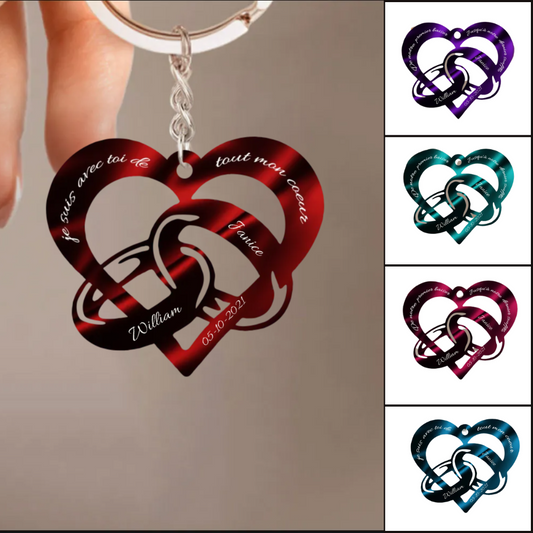 Porte-clés Amour infini 2 noms et date