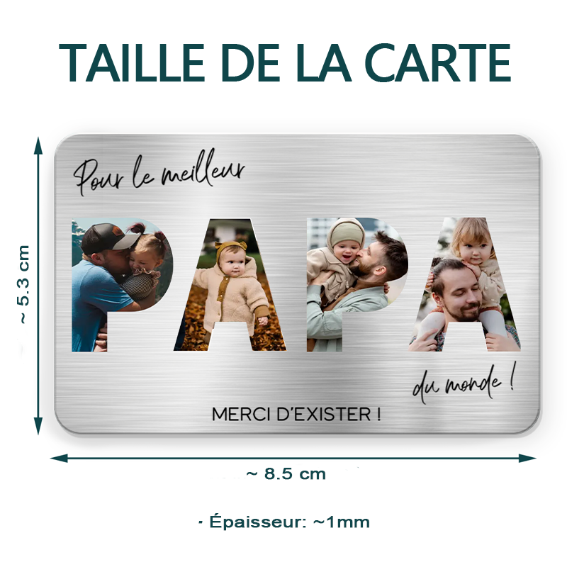 Carte portefeuille personnalisée avec photos « Pour le meilleur papa du monde » – Cadeau pour père