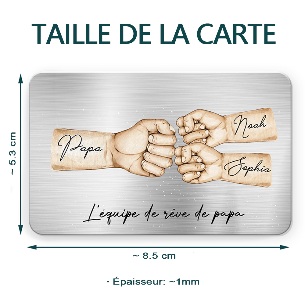 Carte portefeuille personnalisée avec motif poing contre poing – Wallet Card pour papa