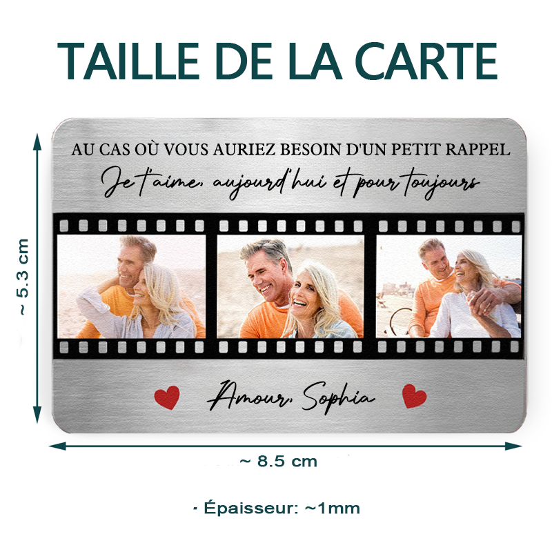 Carte portefeuille personnalisée avec photos et gravure – Pour couple et famille
