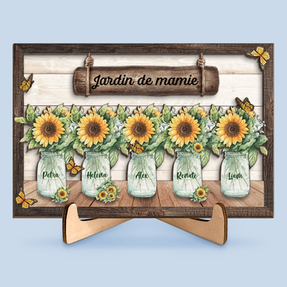 Tableau en bois personnalisé avec vases pour mamie et maman